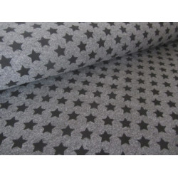 French Terry - Sterne dunkelgrau meliert